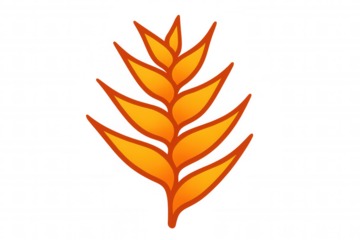 Stylized plant leaf with vibrant orange and yellow gradient colors, representing autumn and nature, transparent background