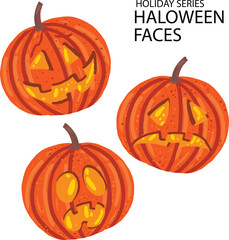 halloween pumpkin face vector illustration