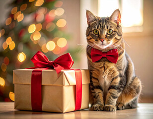 cat with gift
