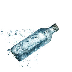 bottle of mineral water on white background