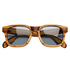 wooden frame sunglasses isolated on white background