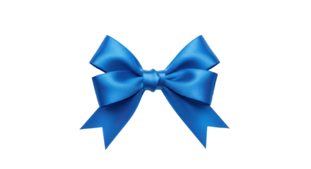 Blue ribbon bow isolated on transparent background PNG