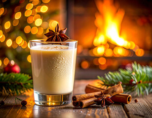 Hot chocolate drink  in a Christmas atmosphere