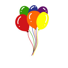 colorful balloons on white background for decoration or stiker