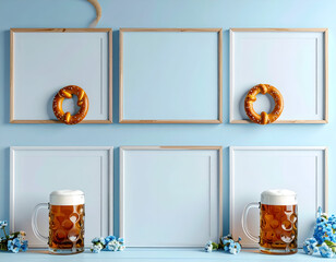 Oktoberfest Celebration - Pretzels and Beer Mugs in a Festive Setting.
