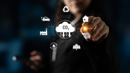Net zero and CO2 reduction strategies promote sustainability, renewable energy, and...