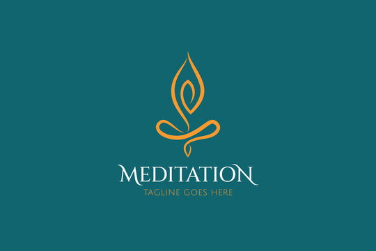 Simply Yoga Pilates Meditation Silhouette Abstract Logo Linear Modern Concept