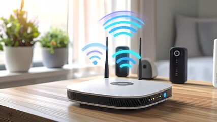 Wireless Router and Security Cameras Setup in a Cozy and Modern Home - Powered by Adobe