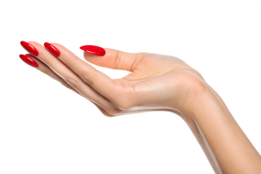 Close up of a caucasian hand giving a thumbs up gesture against a solid black background