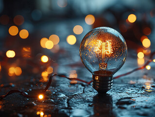 Vintage Light Bulb with Glowing Filament