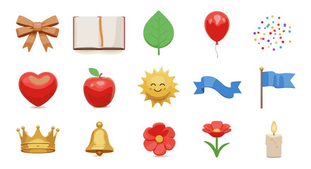 Vector art of collection of colorful 3d icons