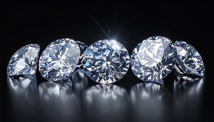 Sparkling diamonds on black backdrop