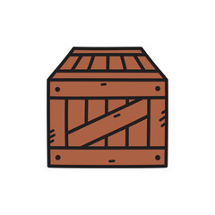 Wooden Crate Isolated on Transparent Background Flat Design Shipping Container Packing Box Storage Box