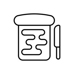 Toast with Jam Icon Illustration in Line Art Style Isolated on Transparent Background