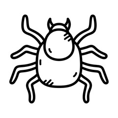 Vector Graphic of a Black Outline Tick on a White Background Ideal for Medical or Veterinary Use and Isolated Against White
