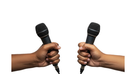 Two microphones isolated on transparent background