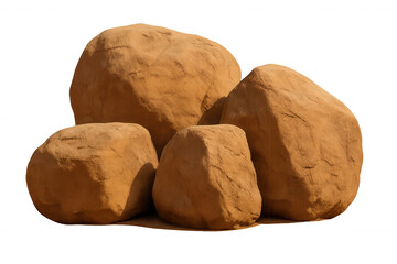 Naklejka premium Group of brown desert sandstone rocks and boulders forming a natural cluster, transparent background