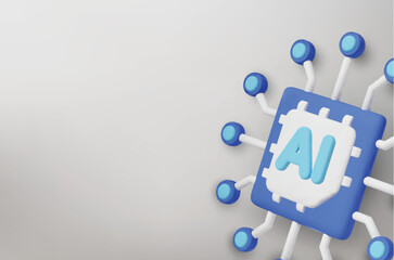 3d Vector AI Chip, AI in science and business, Technology and engineering concept.