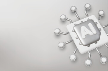 3d Vector AI Chip, AI in science and business, Technology and engineering concept.