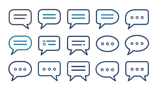 Various speech bubble icons in different shades