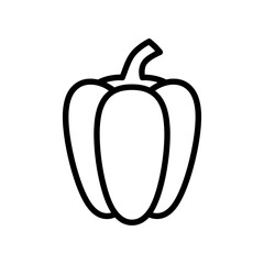 Outlined Bell Pepper Illustration Isolated on White Background