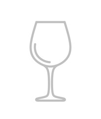 Simple line drawing of wine glass on white background for menu or icon usage