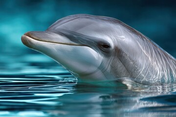 Fototapeta premium A Smooth Snouted Dolphin Emerging From Calm Water