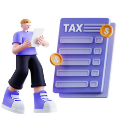 3d Illustration of Tax Report Document