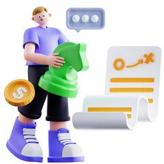 3d Illustration of Business Strategy Planning