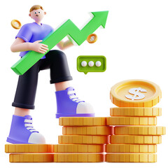 3d Illustration of Financial Growth Success