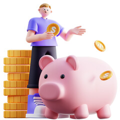 3d Illustration of Savings Money Piggybank