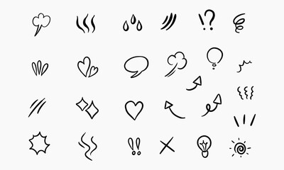 Collection of Hand Drawn Doodle Icons and Symbols