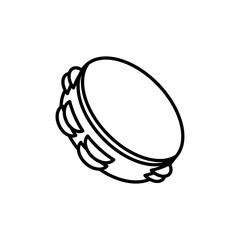 Tambourine Line Art on Transparent Background Illustration Icon Musical Instrument, Simple White and Black Lineart Design, Jazz Doodle Style