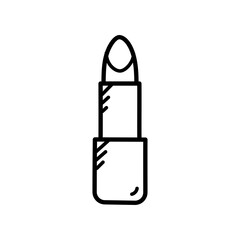 Simple Line Art Drawing of an Open Lipstick on a Transparent Background Representing Beauty and Cosmetics