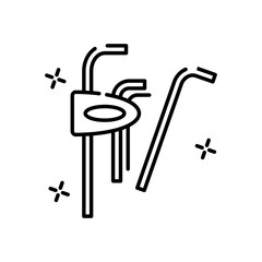 Simple Line Art Illustration of Metal Mechanical Tool Components on Transparent Background