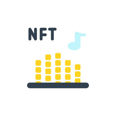 NFT Digital Art Abstract Equalizer Graphic Representation With Musical Note Symbol On Transparent Background