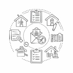 Line vector icons of construction and repair: work permit, daily report, inspection checklist, task sheet, safety briefing, labor schedule, team log, site records.