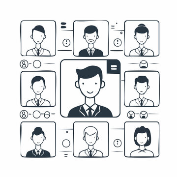 Line style icons of users and project roles: project user icon, role tag, team member tile, permission level icon, active user badge, profile settings card, assigned role badge, account info tile,