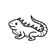 Fototapeta premium Simple Line Drawing Of A Cute Iguana On A Transparent Background Ideal For Childrens Content And Educational Material