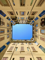 Courtyard Geometry in Milan Architectural Perspective Looking Up