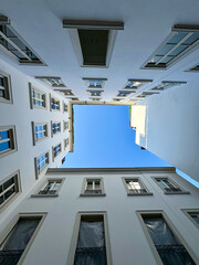 Courtyard Geometry in Milan Architectural Perspective Looking Up