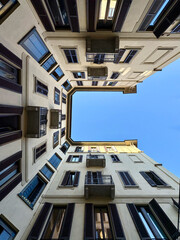 Courtyard Geometry in Milan Architectural Perspective Looking Up