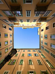 Courtyard Geometry in Milan Architectural Perspective Looking Up