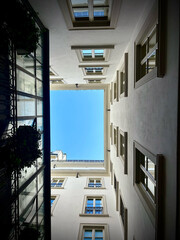 Courtyard Geometry in Milan Architectural Perspective Looking Up