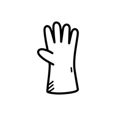 Simple Line Drawing Of A Single Rubber Glove On A Transparent Background