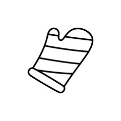 Simple Line Drawing Of A Striped Oven Mitt On A Transparent Background With A White Outline And Black Stripes