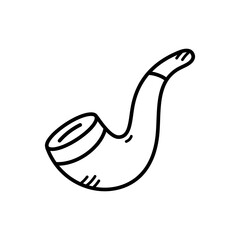 Simple Line Drawing Of A Tobacco Pipe On A Transparent Background