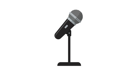 Illustration of a microphone on a stand, isolated on white.
