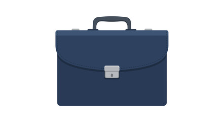 Illustration of a dark blue briefcase with a silver latch and a gray handle.