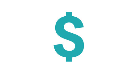 A teal dollar sign against a white background, representing currency and finance.